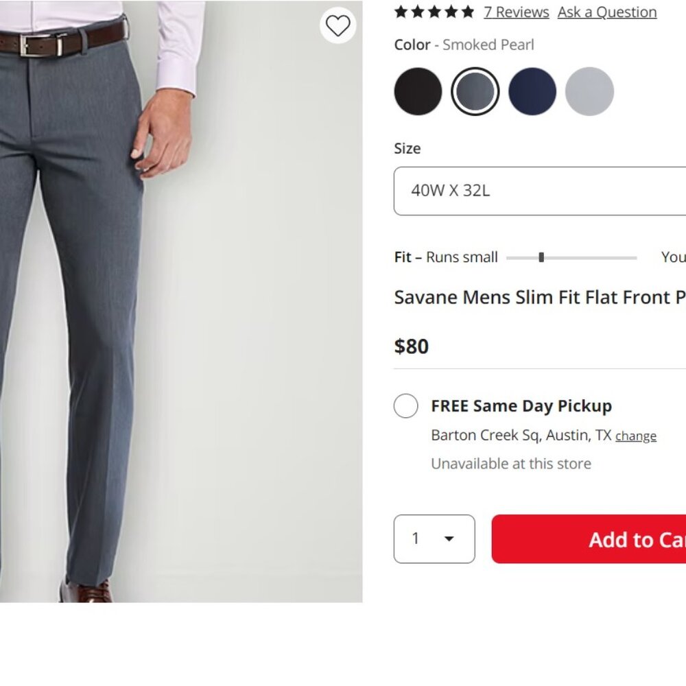 Savane Mens Flat Front Dress Pants 40